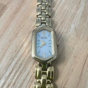 Citizen eco drive ladies gold tone hexagonal bracelet watch
